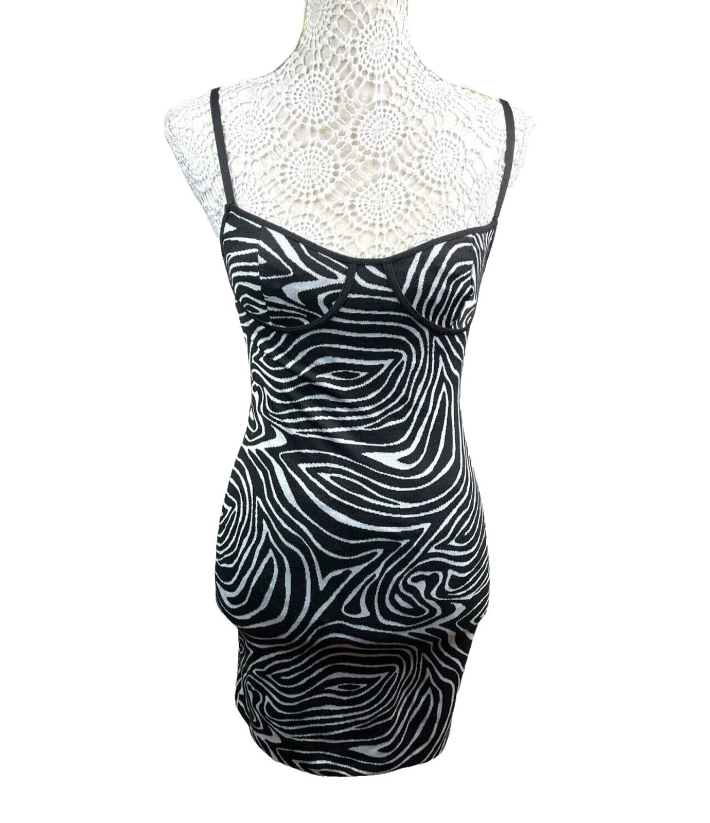 Zara Mini Dress Black & White Animal Print Women’s UK Size S