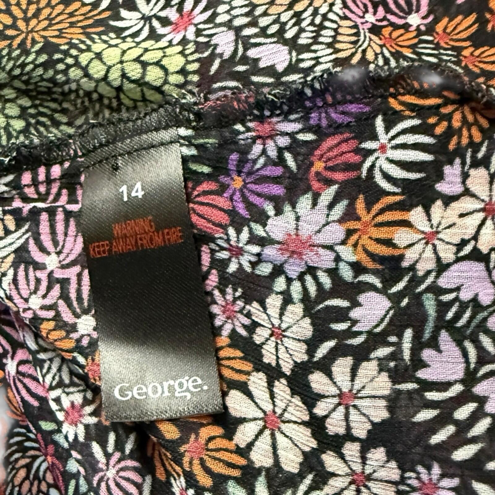 George Floral chiffon Blouse Women’s UK Size Multicolour Long Sleeve Semi Sheer