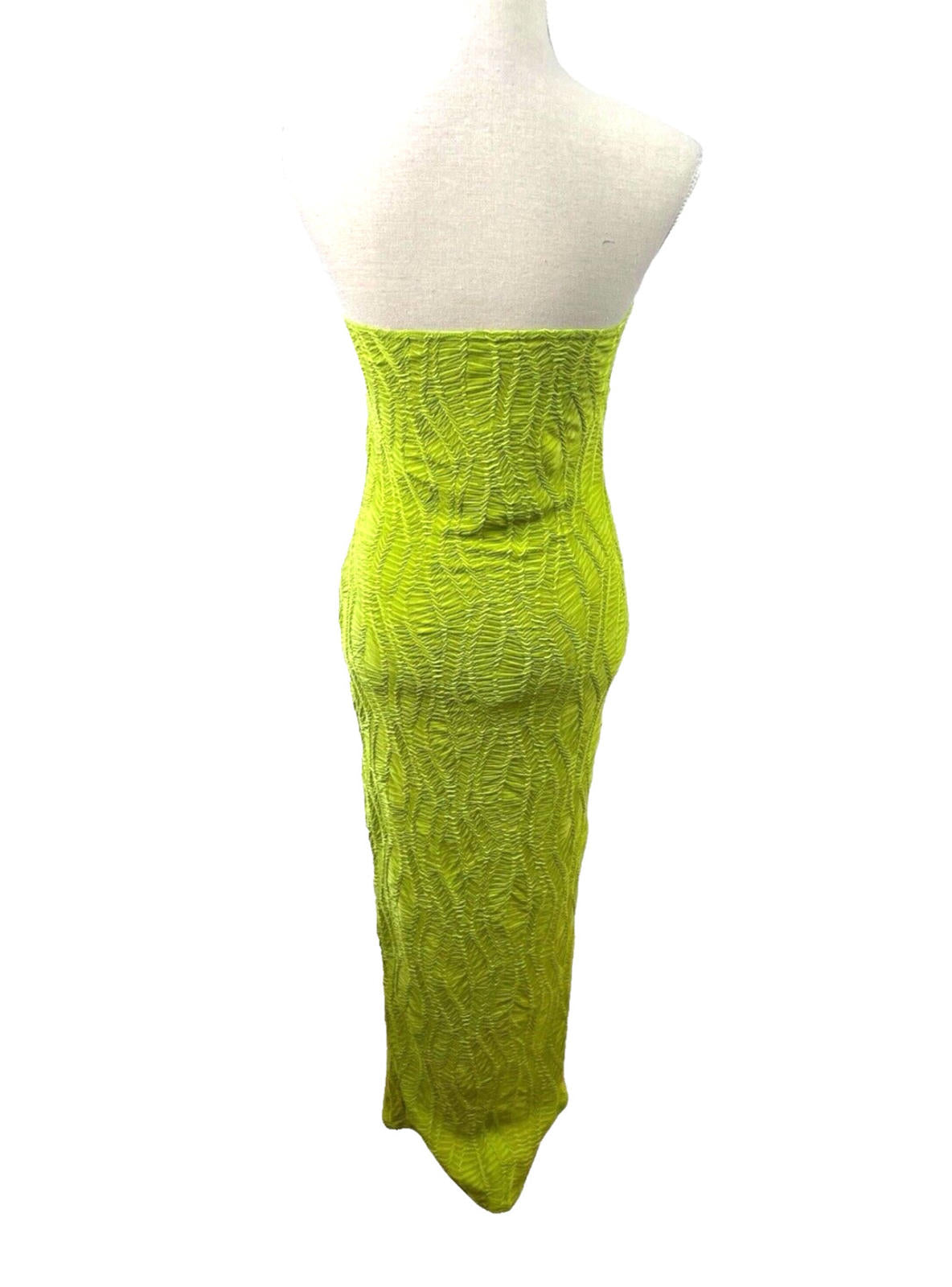 Pretty Little Thing Green Textured Maxi Dress Strapless Women’s UK Size 10