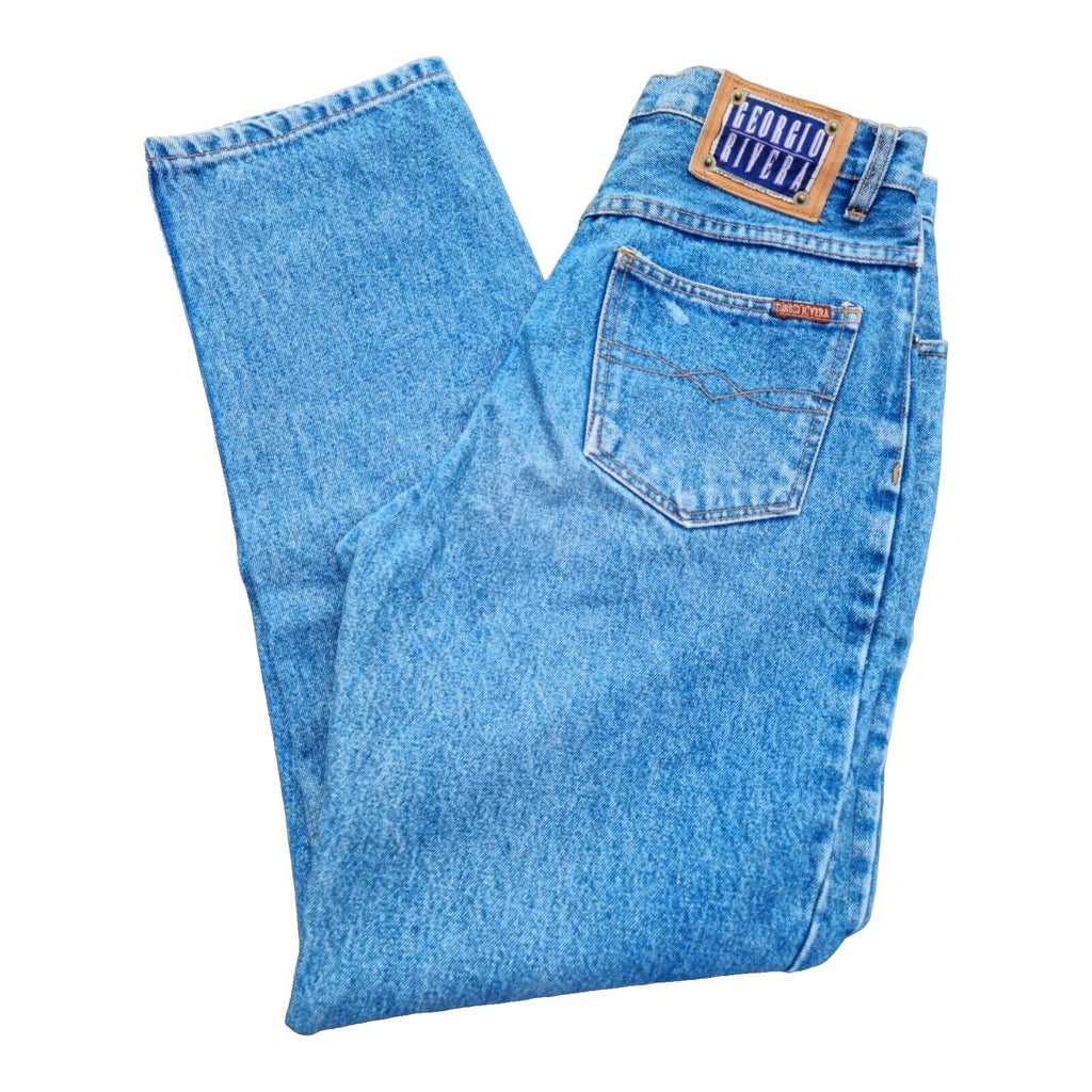 Georgio Rivera Retro Jeans Men's UK Size W30 L30 Blue Denim Straight Leg 90's