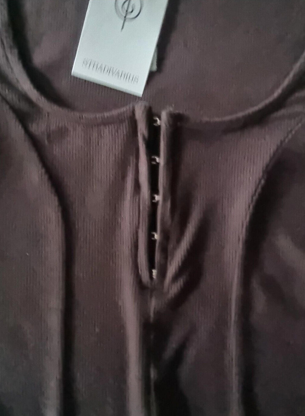 Stradivarius Crop Top Ribbed Black Clasp Fasten Women's UK Size XS