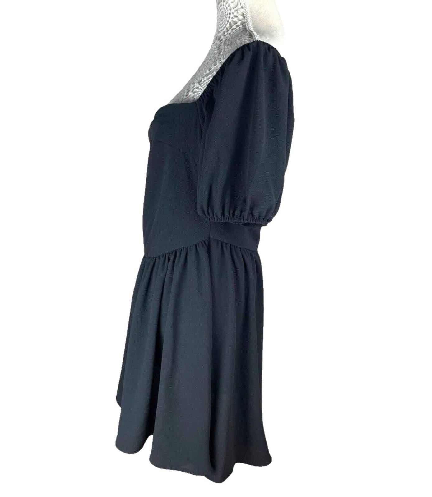 Red Label Mini Dress Black Chiffon Square Neck Women’s UK Size 16