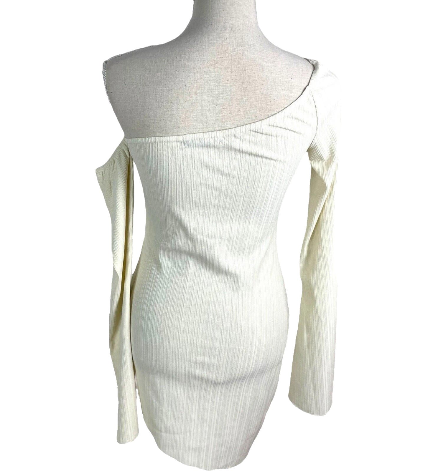 Glamour Babe Mini Dress Textured One Shoulder FlareSleeve Women’s UK Size 8