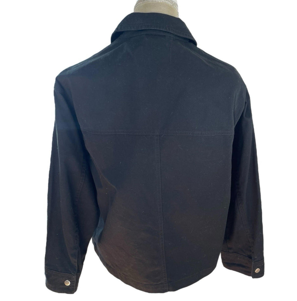 ASOS Petite Black Denim Jacket Relaxed Fit Women’s UK Size 8
