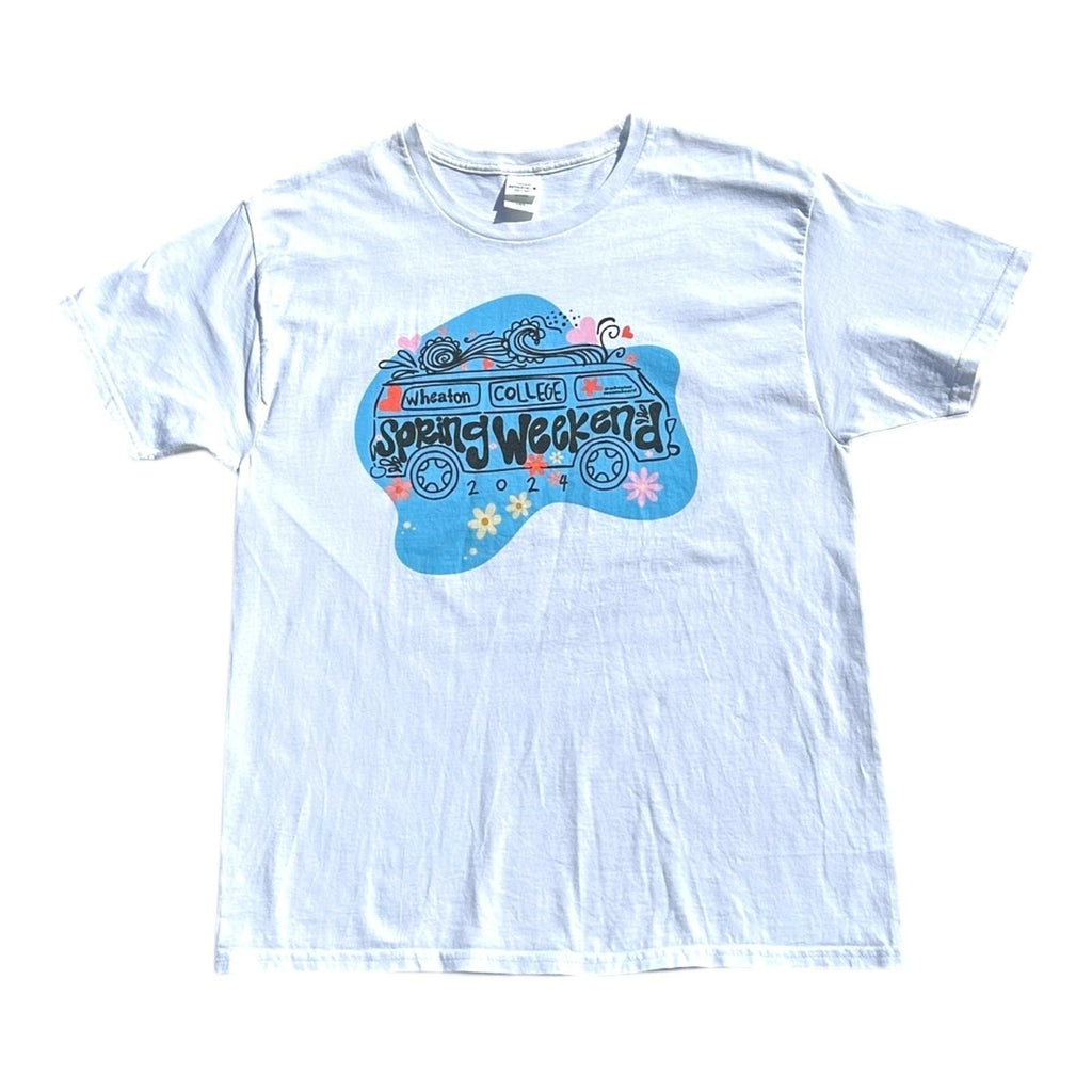 Spring Weekend T-Shirt Women's UK Size L White Graphic Print USA Wheaton College