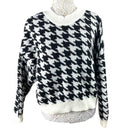 Stradivarius Black & White Houndstooth Jumper Relaxed Fit Women’s UK Size XS