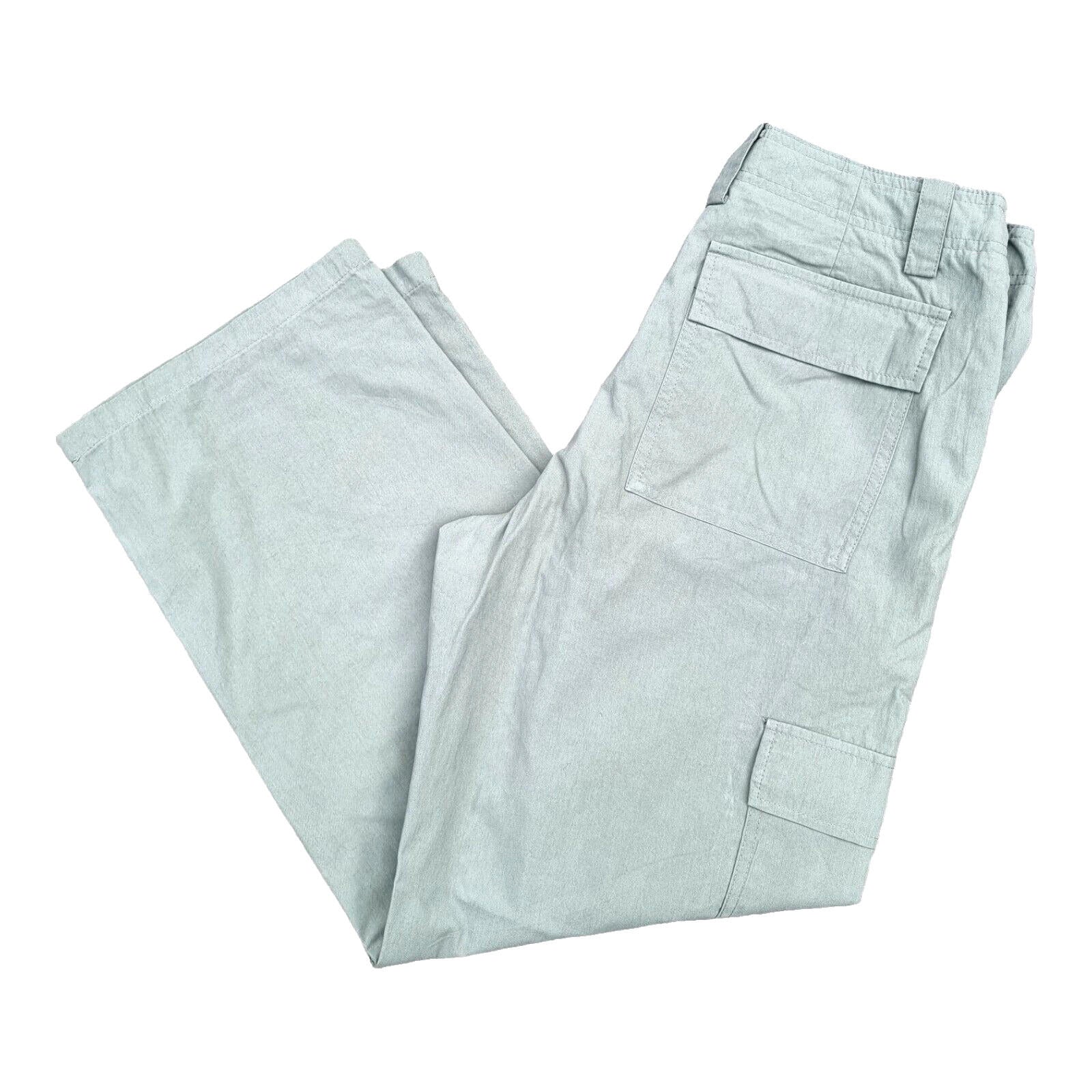ZARA Trousers 30"W 27"L Cargo Khaki Green Pockets Women's UK Size S Small