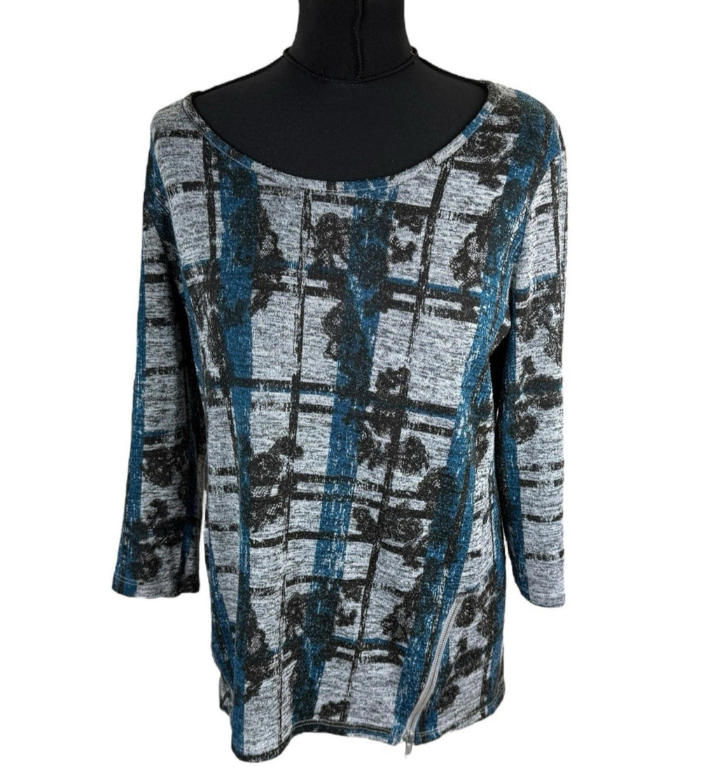 Papaya Geometric Print Blouse Women's UK Size M Long Sleeve Round Neck