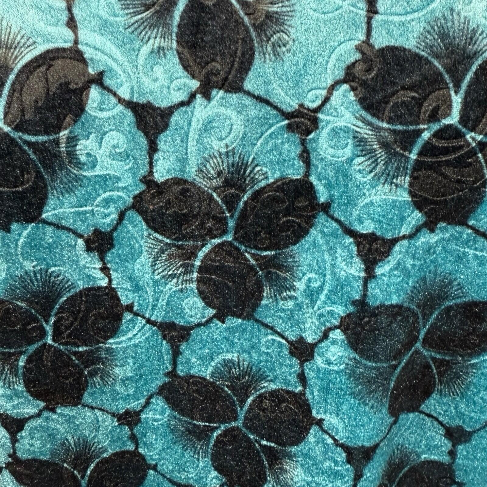 Honor Milburn Velour Top Women’s UK Size 12 Floral Velour Blue Black