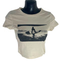 Divided Beige Cropped T-shirt Graphic Surf Print Women’s UK Size XS