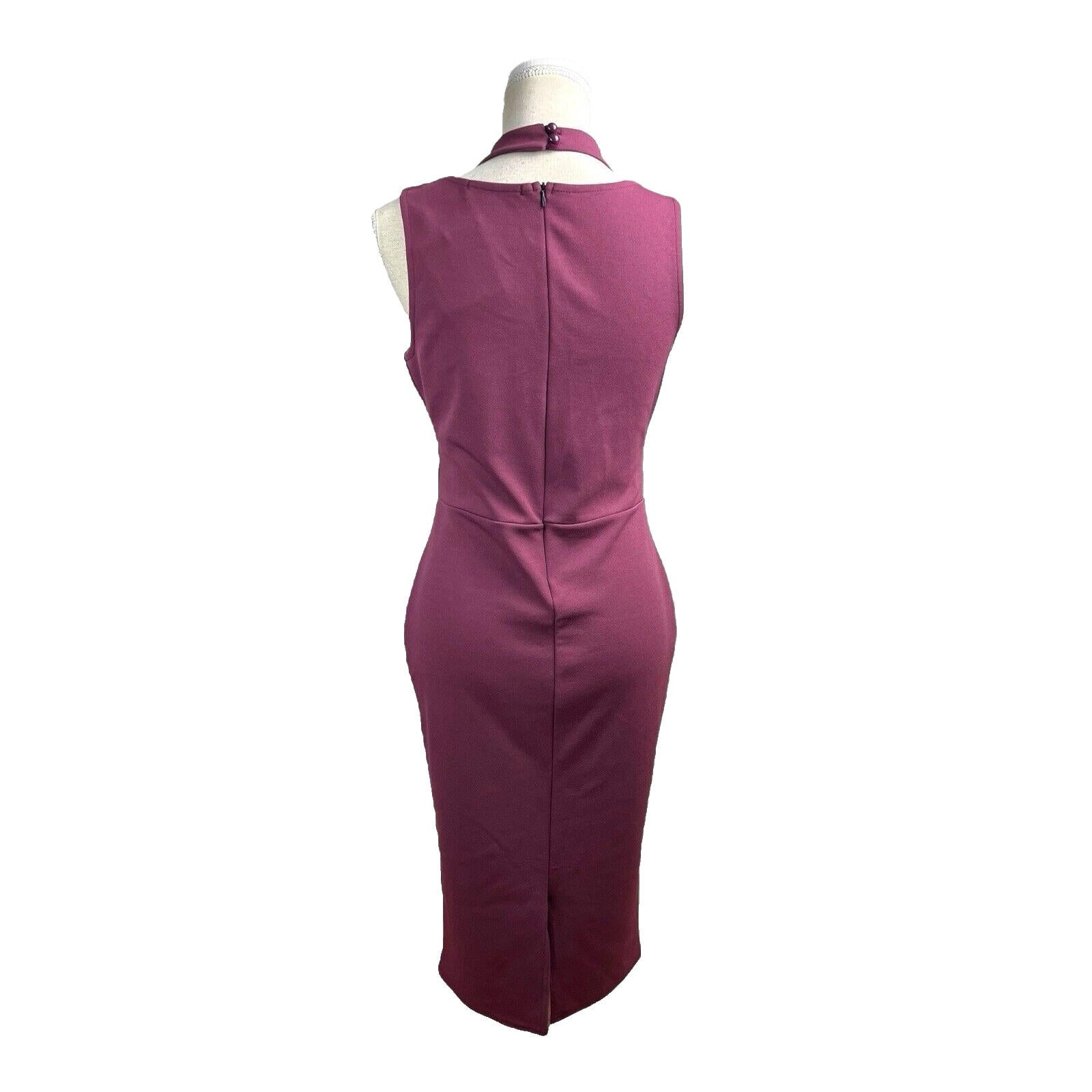 Missguided Burgandy Midi Dress Cross Neck Design Women’s UK Size 12