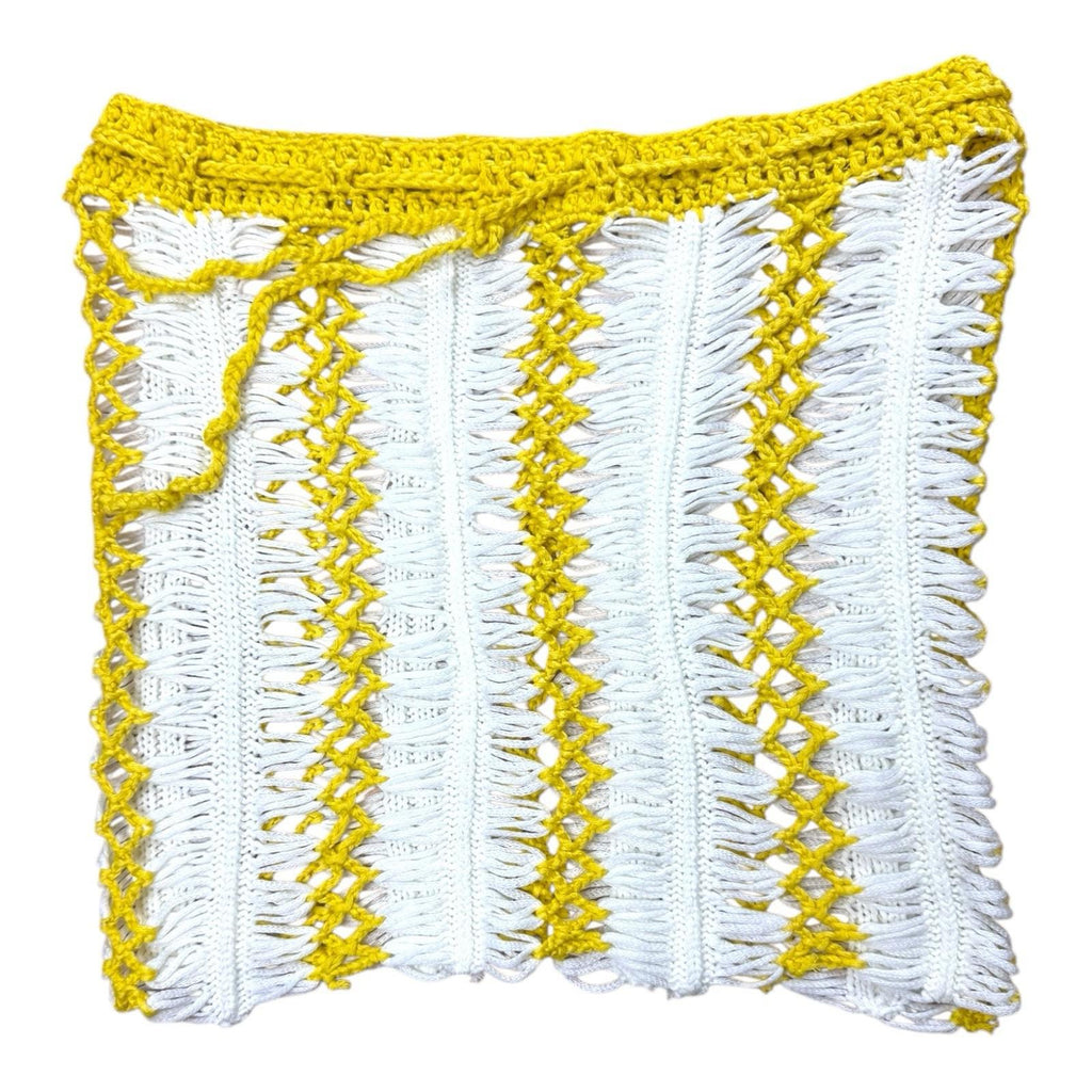 Pretty Little Thing Crochet Beach Skirt Yellow High Waist Women’s UK Size 8
