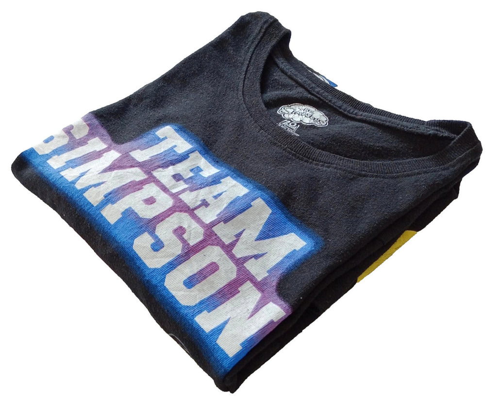 Team Simpsons Graphic Print T-Shirt Men's UK Size L Black Crew Neck Basketball