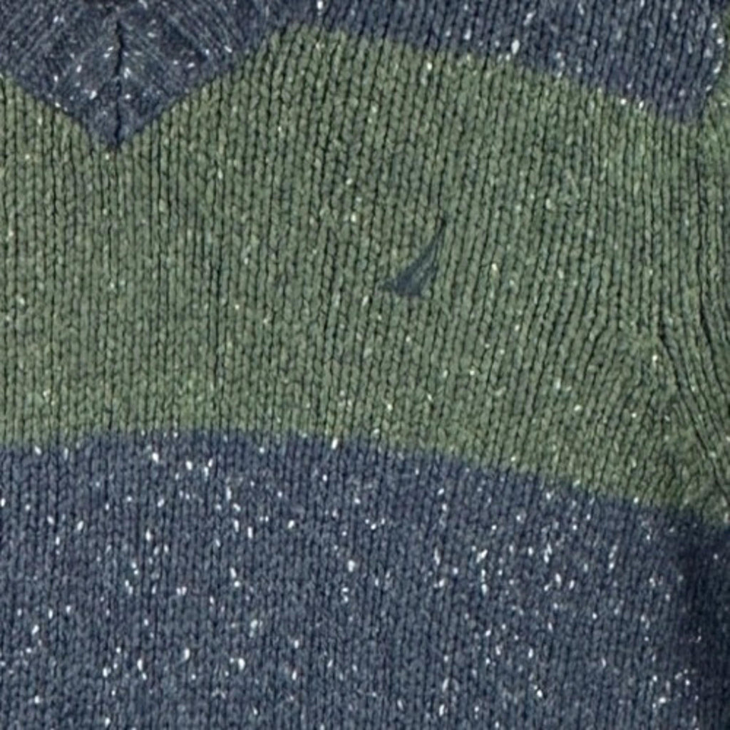 Nautica Knit Jumper Men's UK Size M Blue Long Sleeve Easy Care V-Neck Chunky