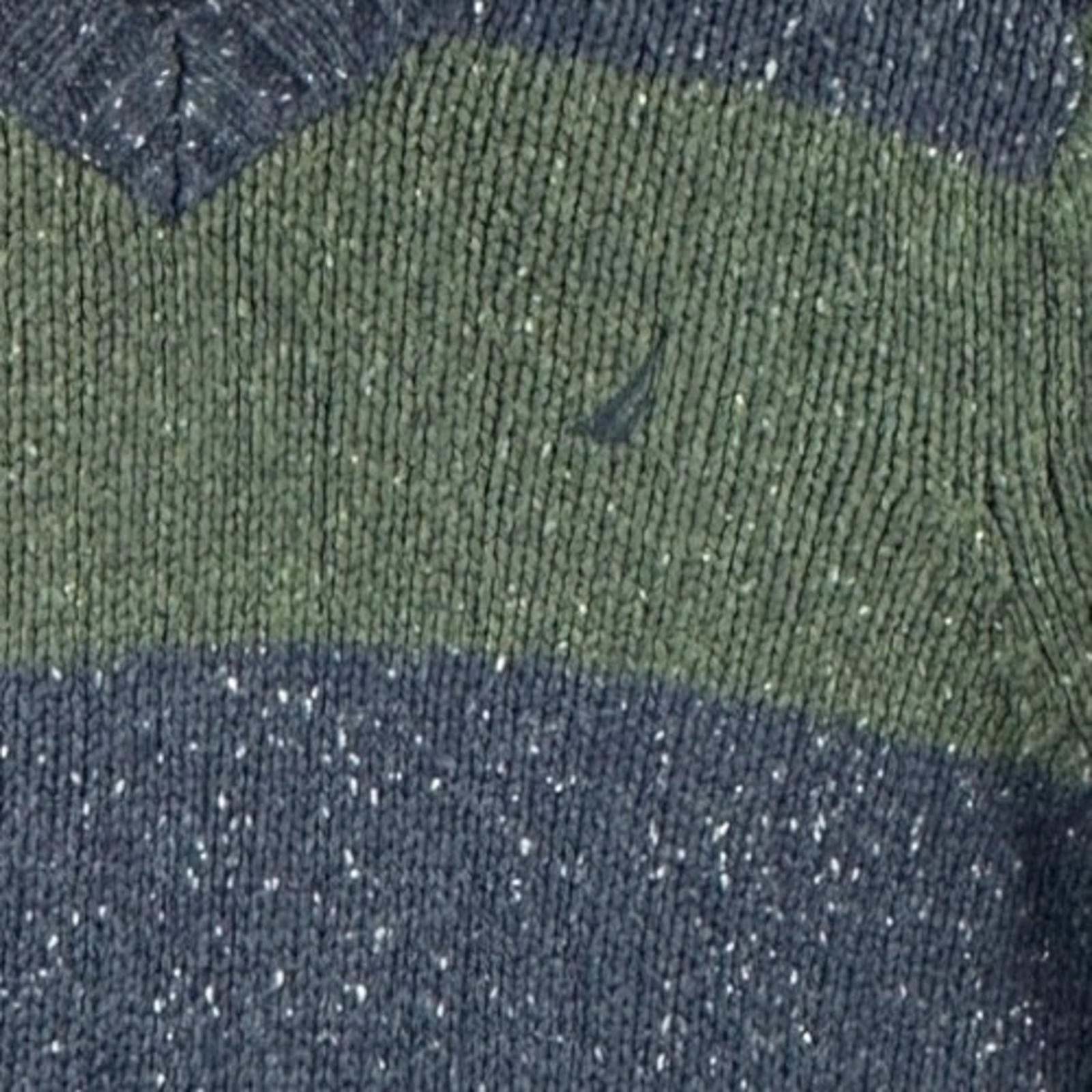 Nautica Knit Jumper Men's UK Size M Blue Long Sleeve Easy Care V-Neck Chunky