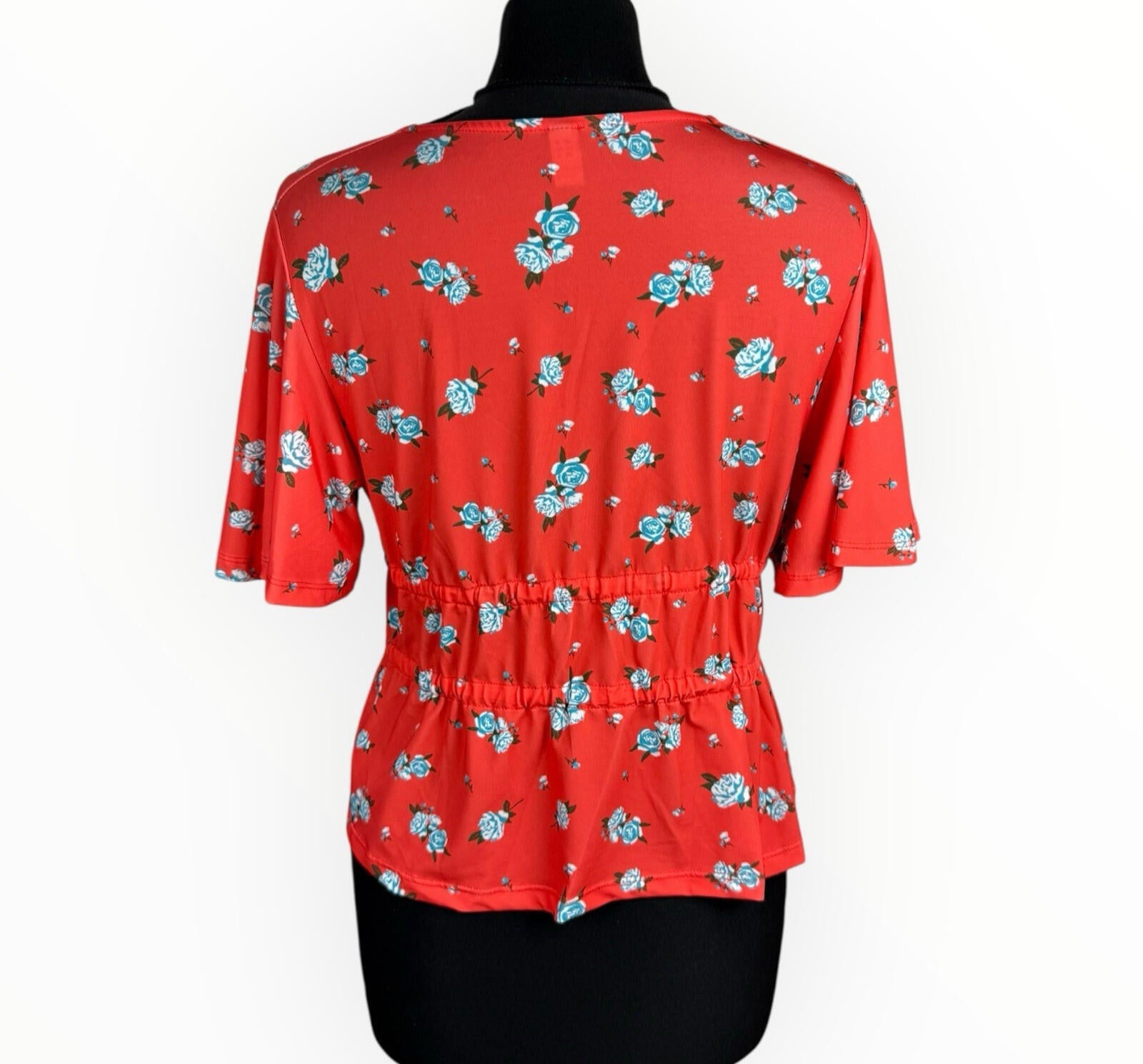 ASOS Floral Croptop Women's UK Size Tie Front Short Sleeve Orange