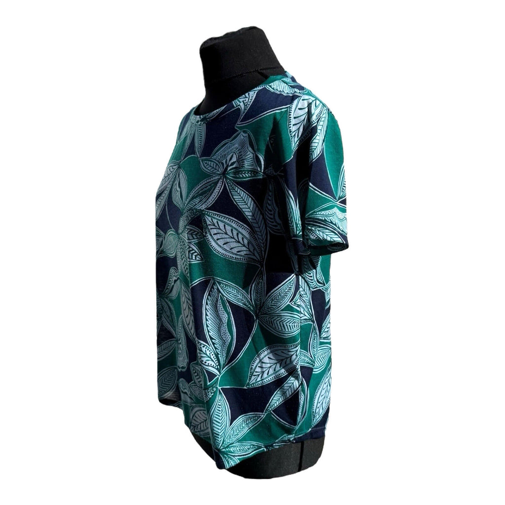 Marks & Spencer Green T-shirt Blouse Leaf Print Lightweight Women’s UK Size 14