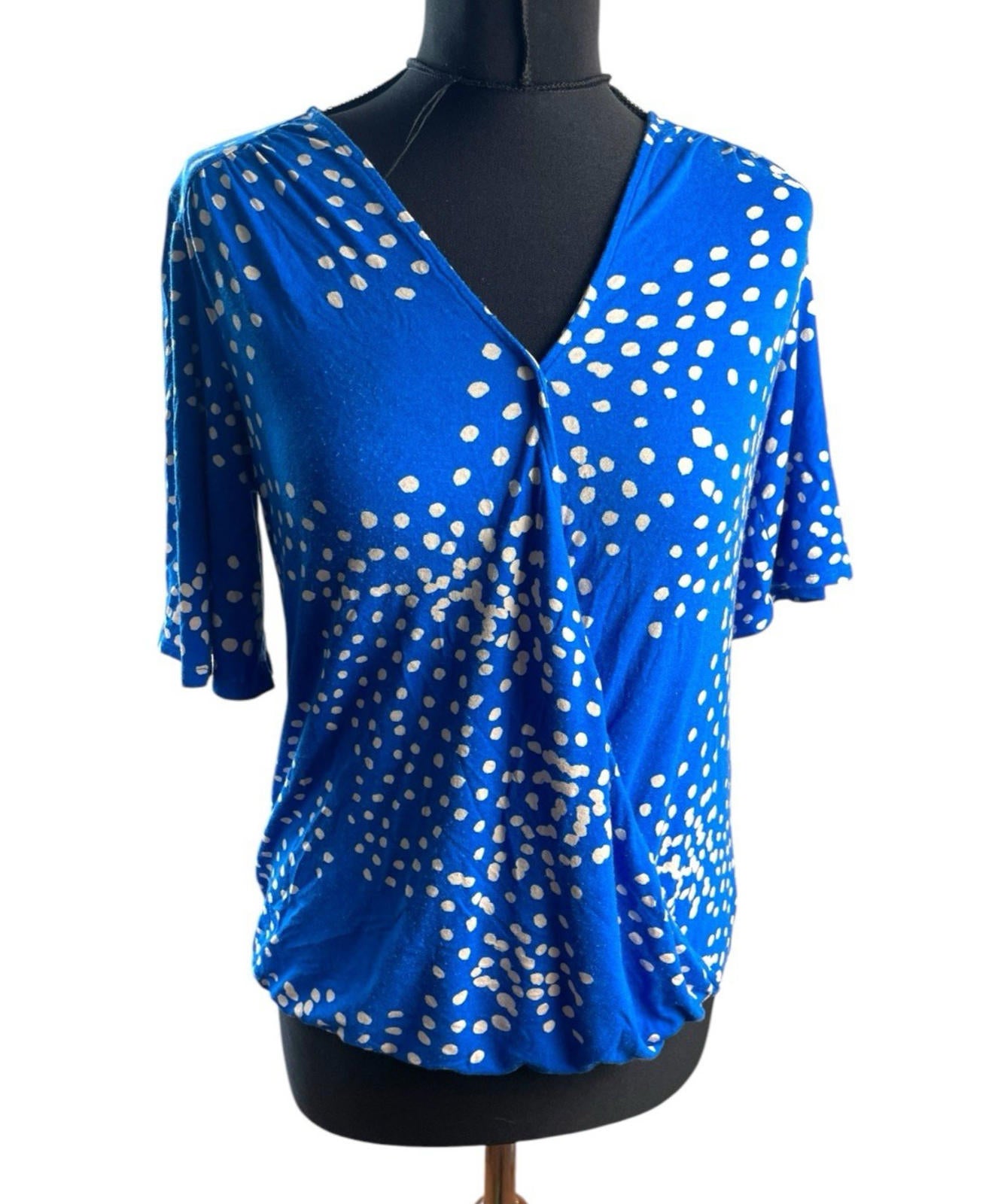 Wallis Blue Polka Dot Blouse Short Sleeve Top Women’s UK Size 10