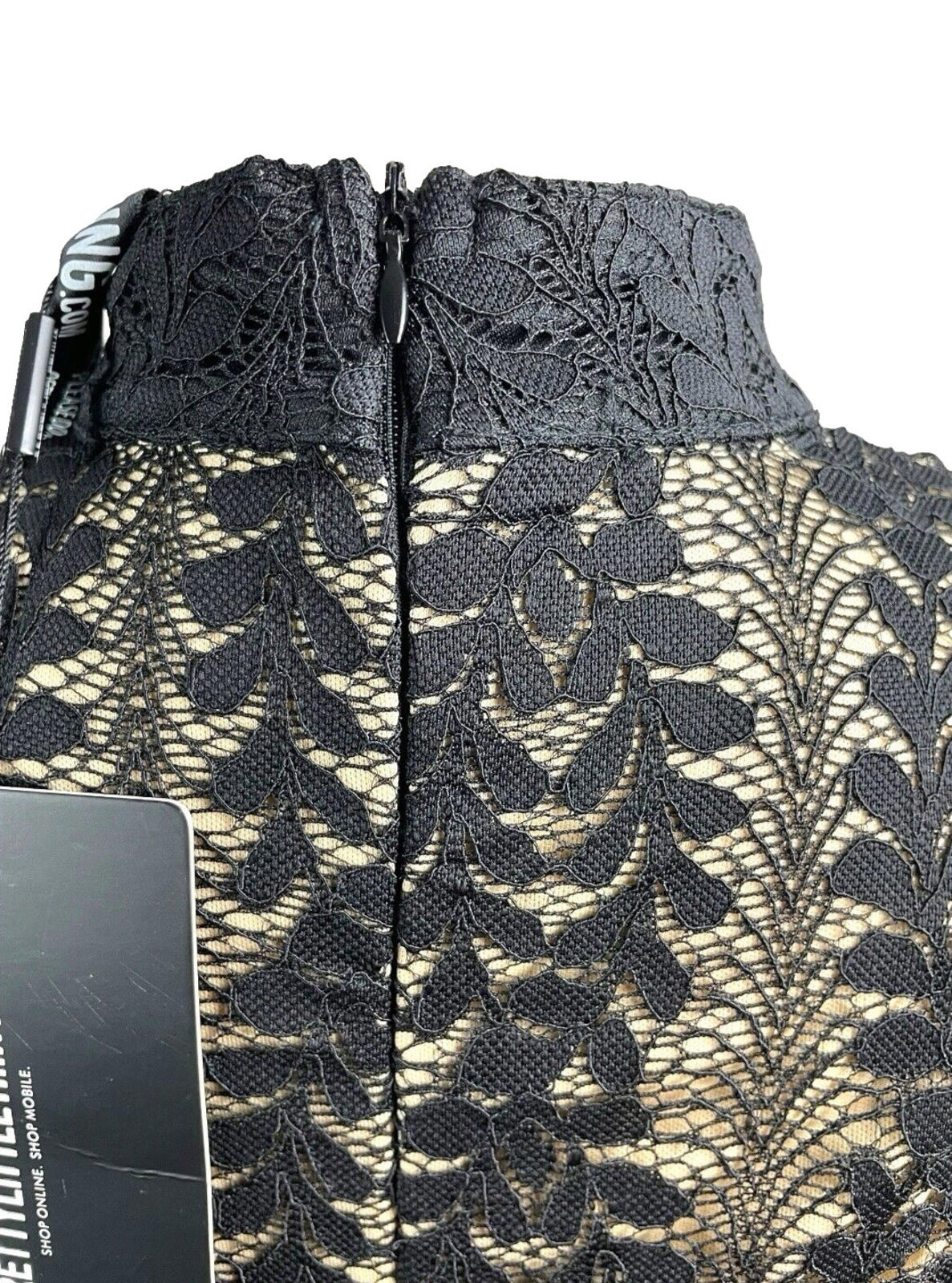 Pretty Little Thing Black Lace Mini Dress Long Sleeve Bodycon Women’s UK Size 12