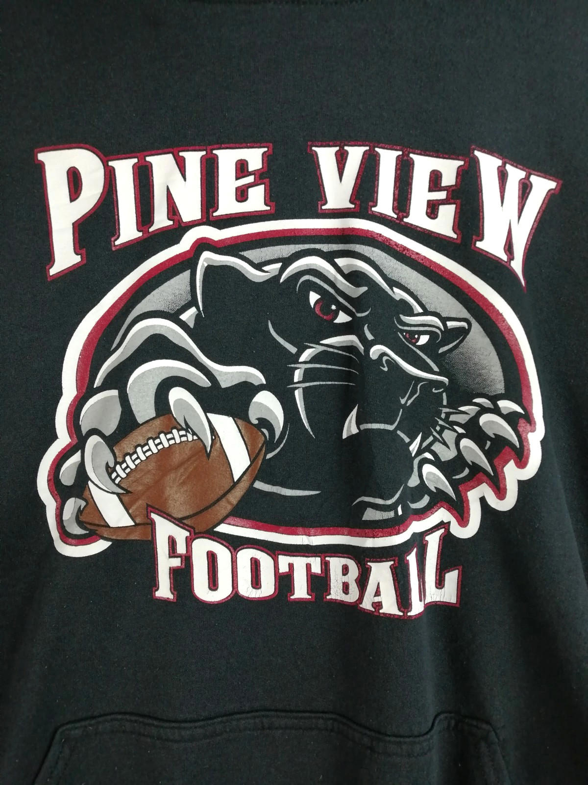 Pine View Football USA Hoodie Men's Size XL Black Jersey Hooded Pockets Sports