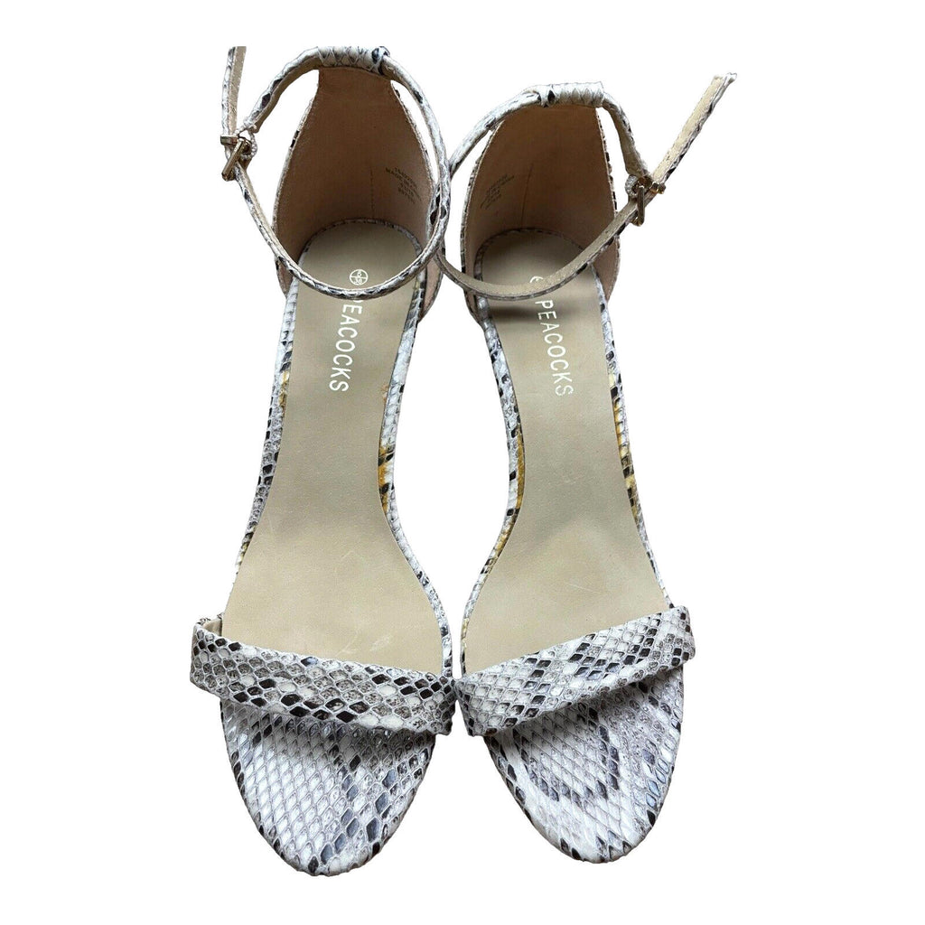 Peacocks Snakeskin Print Stilettos Shoes Open Toe Women’s UK Size 5