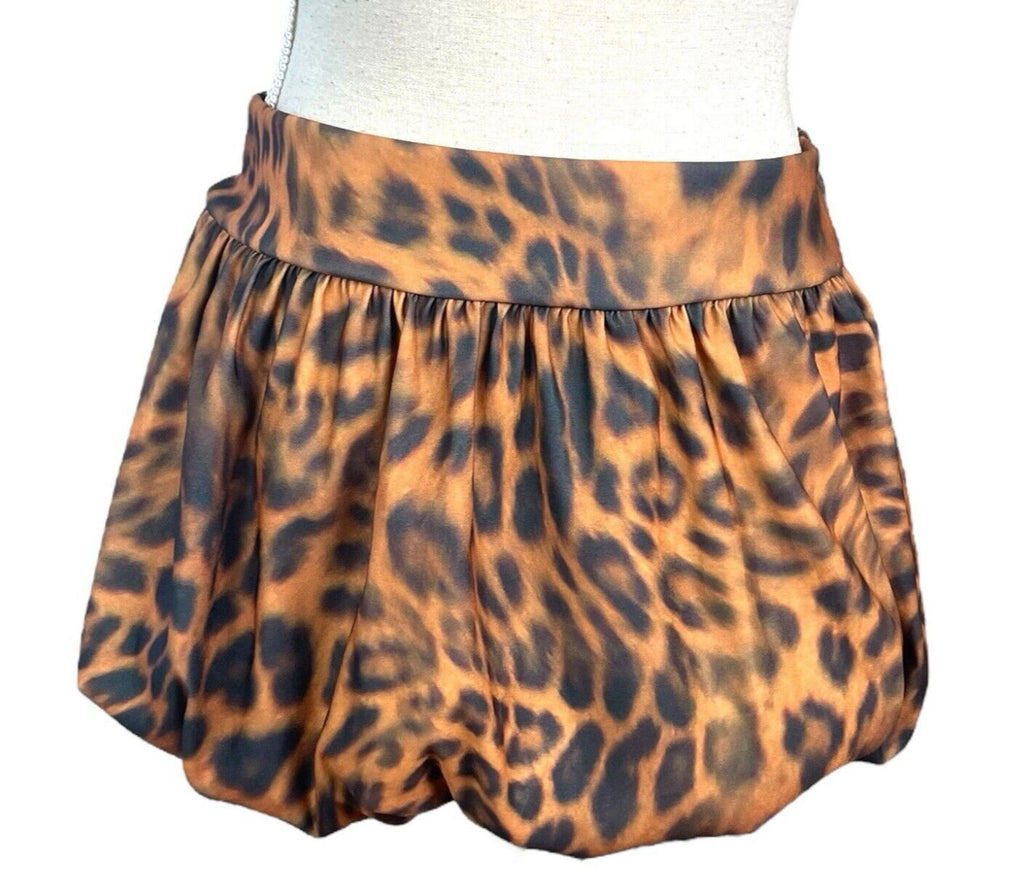 Pretty Little Thing Leopard Print Mini Skirt Bubble Hem Women’s UK Size 8