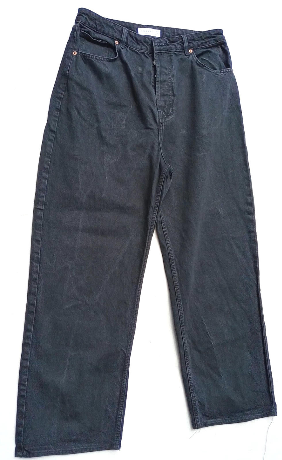 Topshop Jeans Men's UK Size 34" Waist 32" Leg Black 100% Cotton 5 Pocket Design