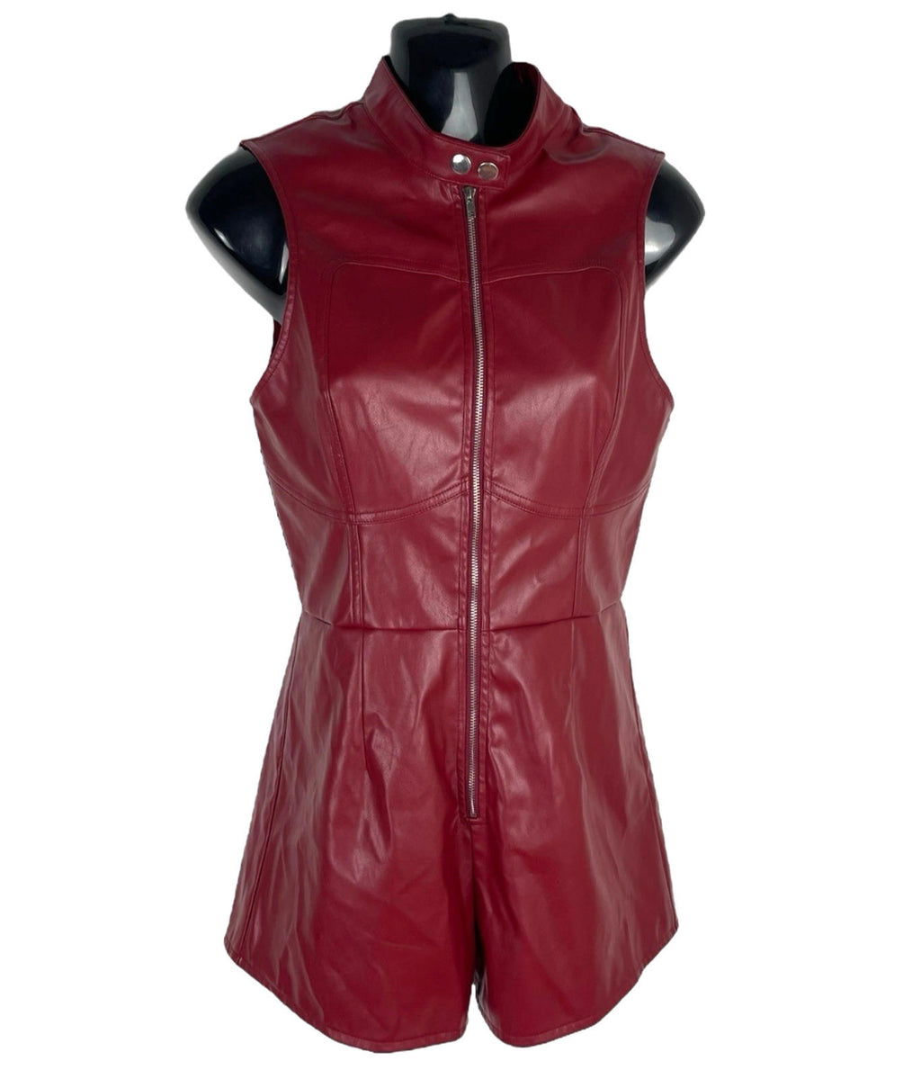 Pretty Little Thing Zip Front Playsuit Women’s UK Size 8 Sleeveless High Neck