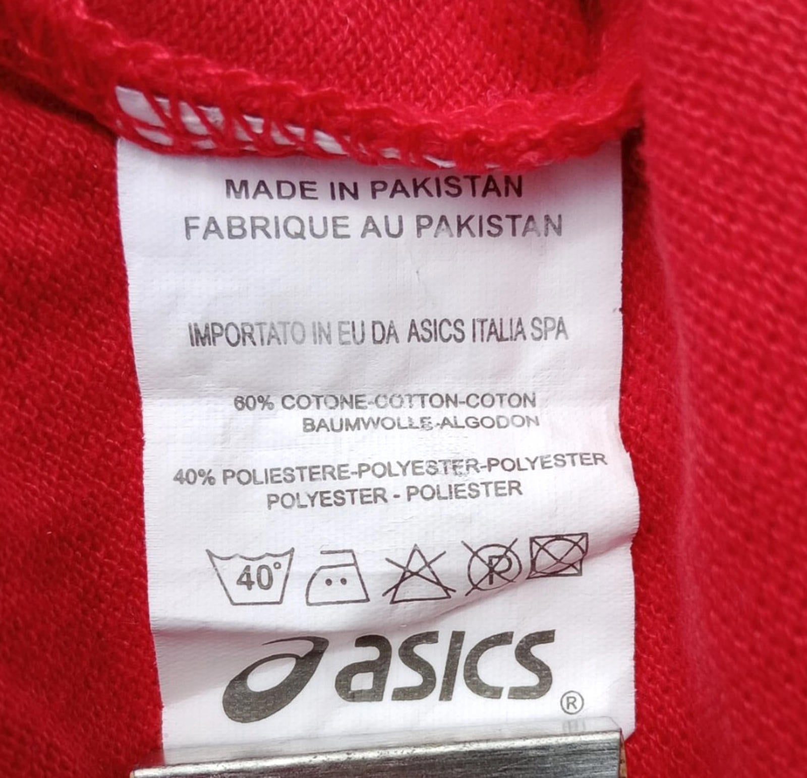 Asics Polo Shirt Men's UK Size S Red Short Sleeve Embroided Logo Cotton Blend