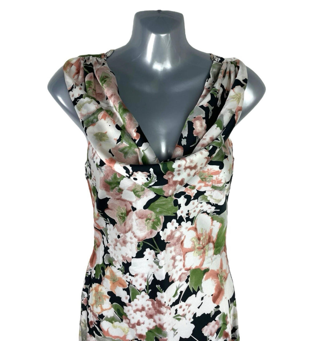 Boohoo Satin Floral Occasion Dress Maxi Cowl Neck Women’s UK Size 8