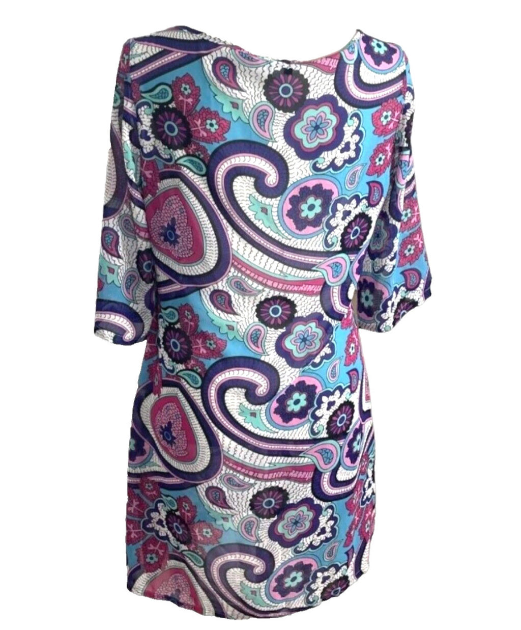 Next Paisley Print Cover Up Mini Dress Women's UK Size 8 V-Neckline Tie Detail