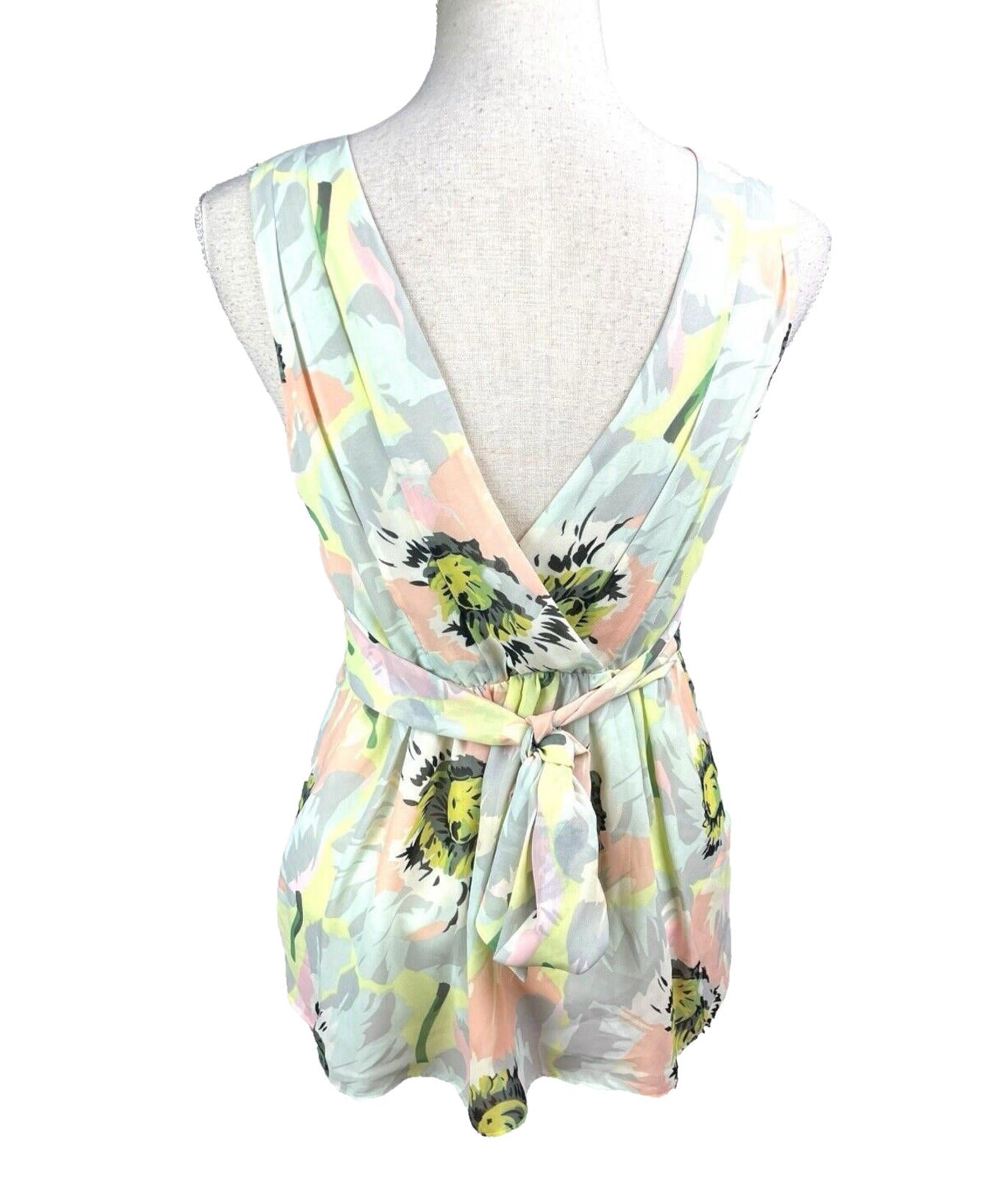 Ted Baker Floral Chiffon Top Beaded  Pastel Size 3 (UK Size 12)