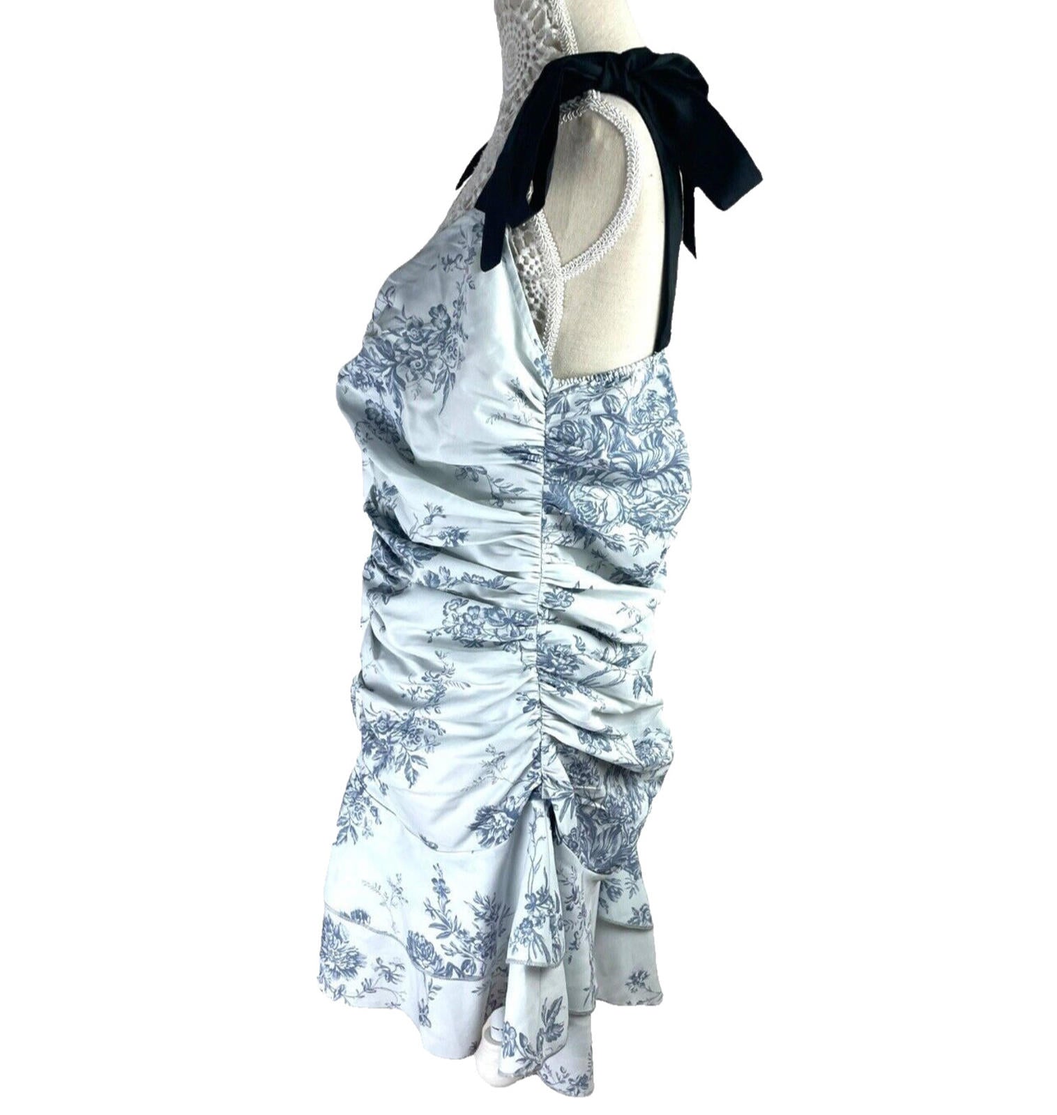 Pretty Little Thing Pale Blue Corset Mini Dress Ruffles Women’s UK Size 16