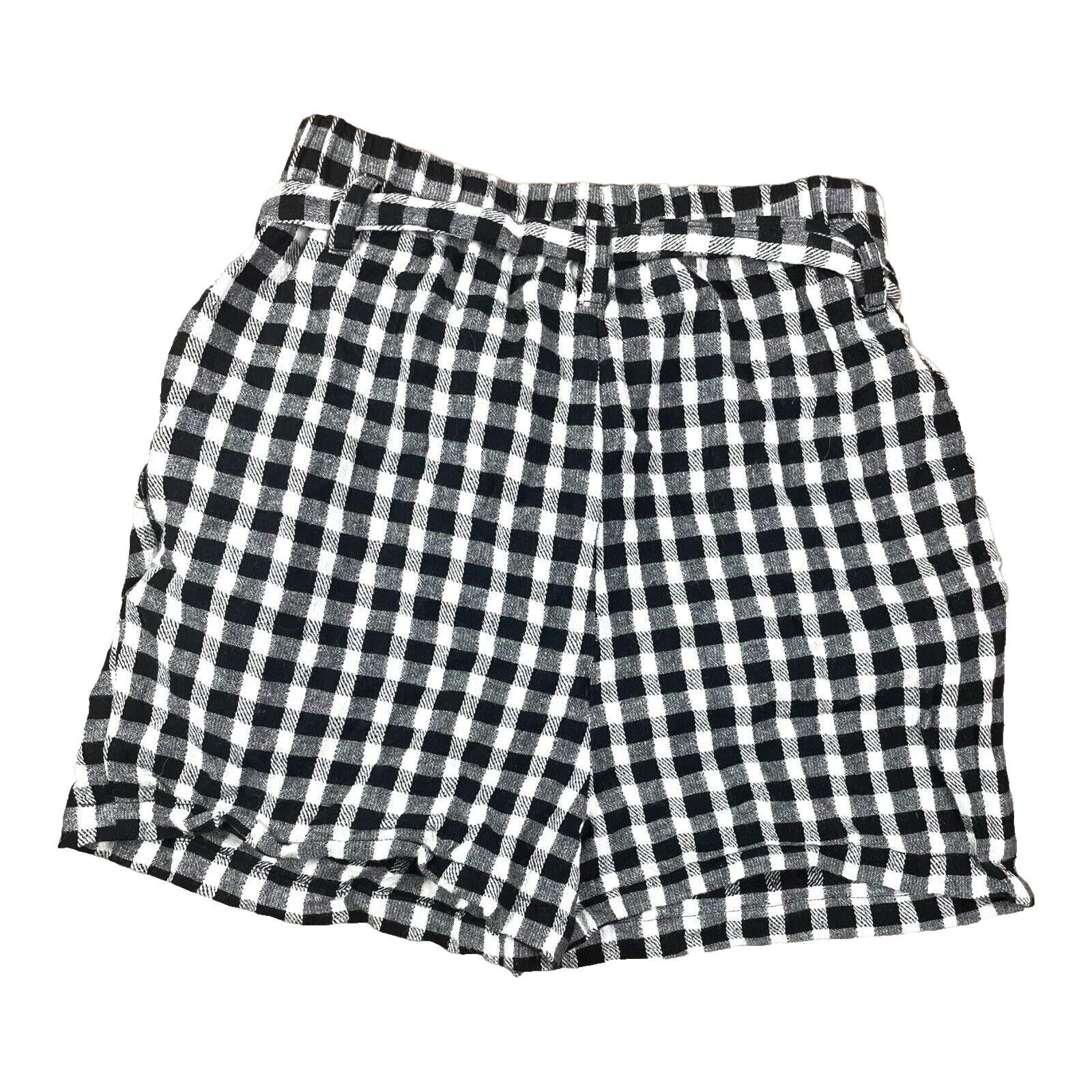 New Look Shorts Women's UK Size 6 Petite Black & White Check Belted Summer