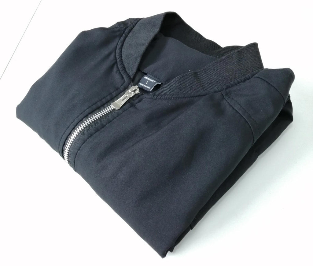 Manfinity Bomber Jacket Men's UK Size S Black Coat Zip Pockets