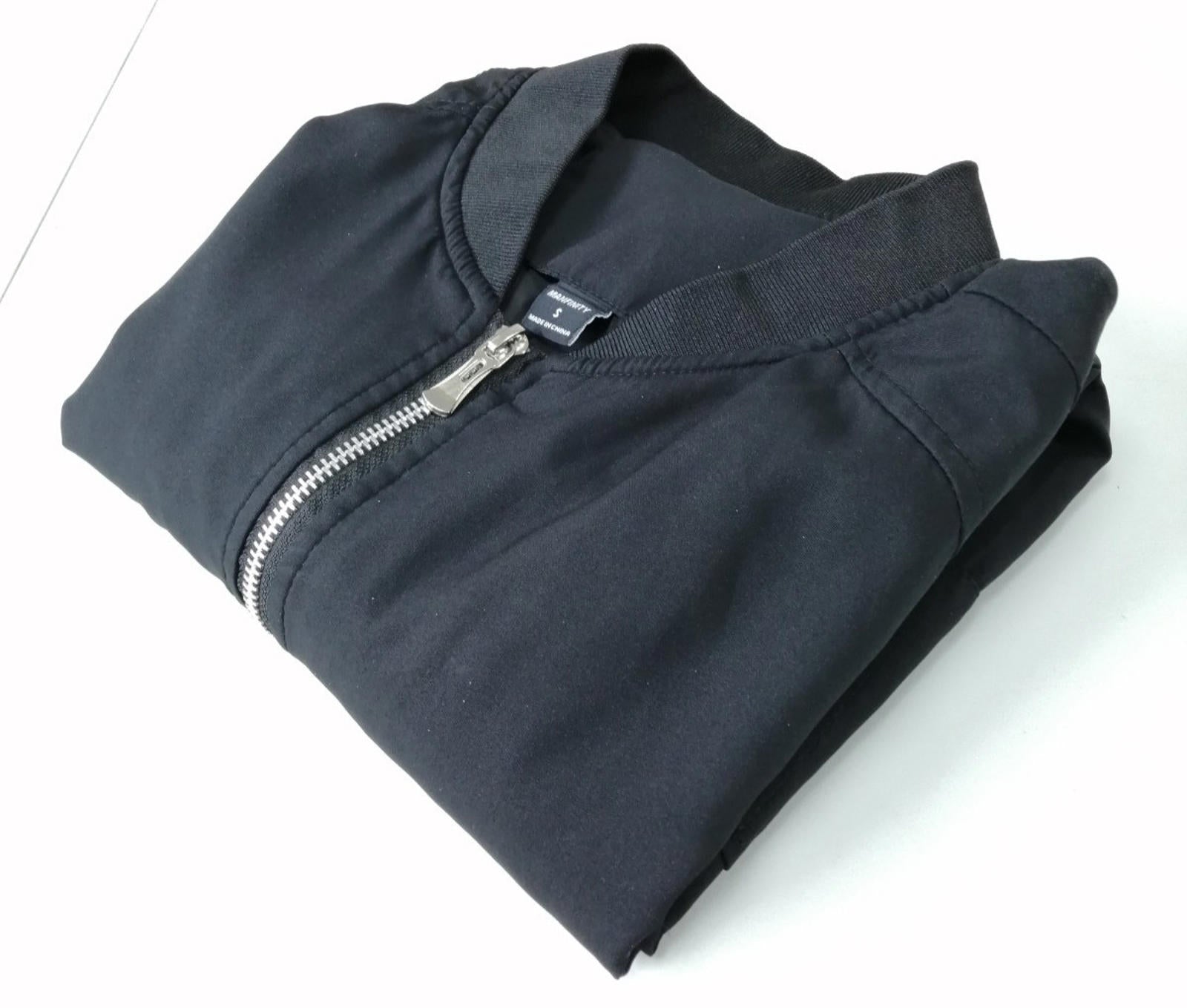 Manfinity Bomber Jacket Men's UK Size S Black Coat Zip Pockets