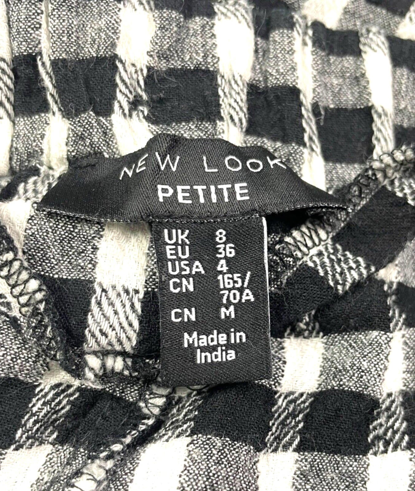 New Look Shorts Women's UK Size 6 Petite Black & White Check Belted Summer