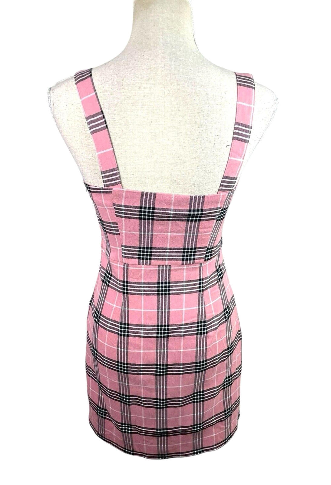 Divided Mini Dress Pink Check Pinafore Women’s UK Size 8