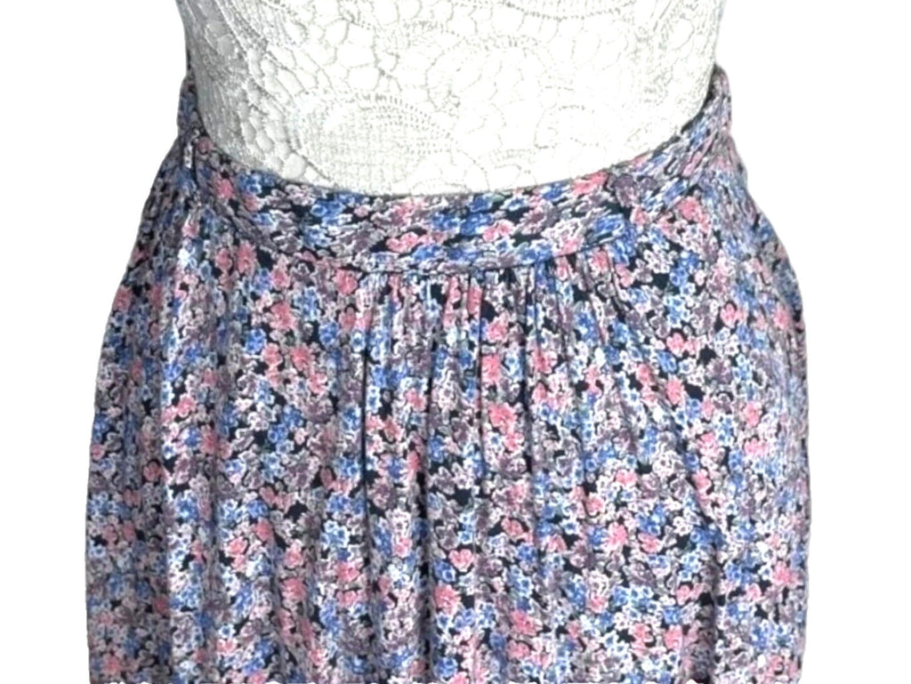 TU Ditsy Pleated Midi Skirt Women's UK Size 8 Colourful Floral Elasticated Waist