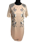 River Island Chiffon Mini Dress Women’s UK Size 12 Floral Embroidered Lined Pink