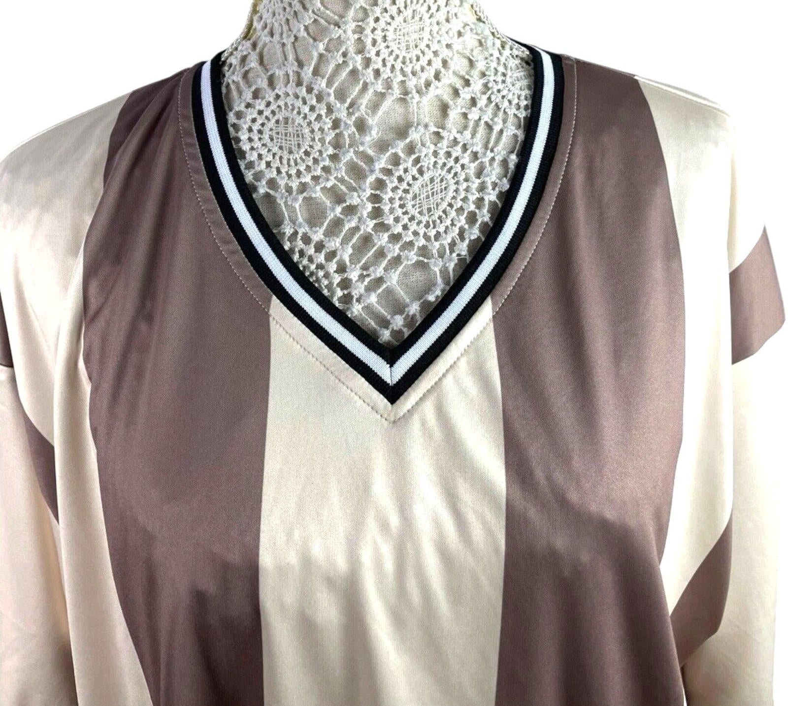 Pretty Little Thing Beige Stripe Football T-Shirt Oversized Women’s UK Size 8