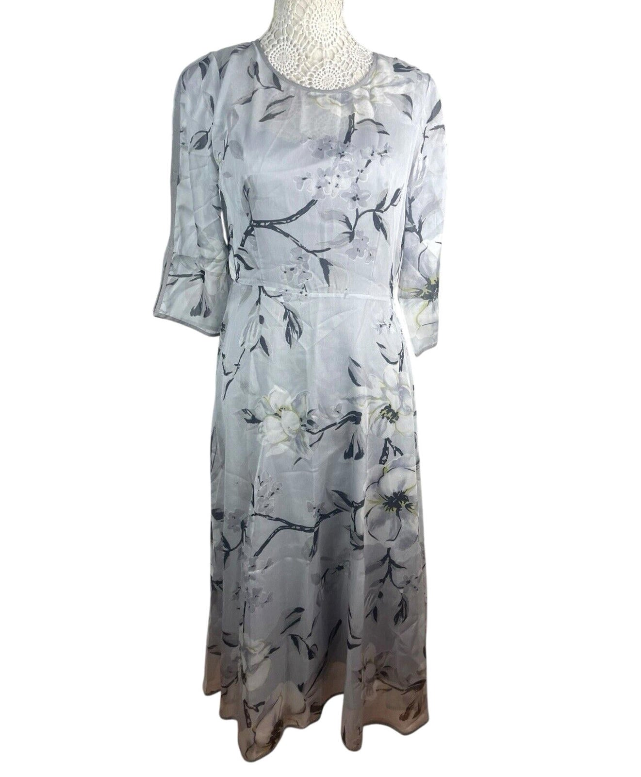 Floryday Maxi Dress Silver Floral Occasion Dress A Line Women’s UK Size S