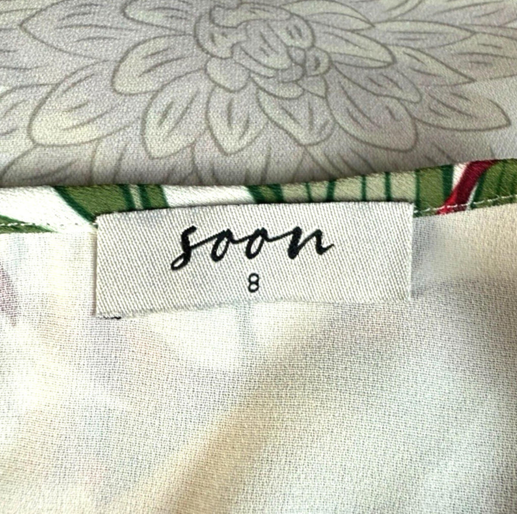 Soon White Floral T-shirt Top Chiffon Panel Relaxed Fit Women’s UK Size 8