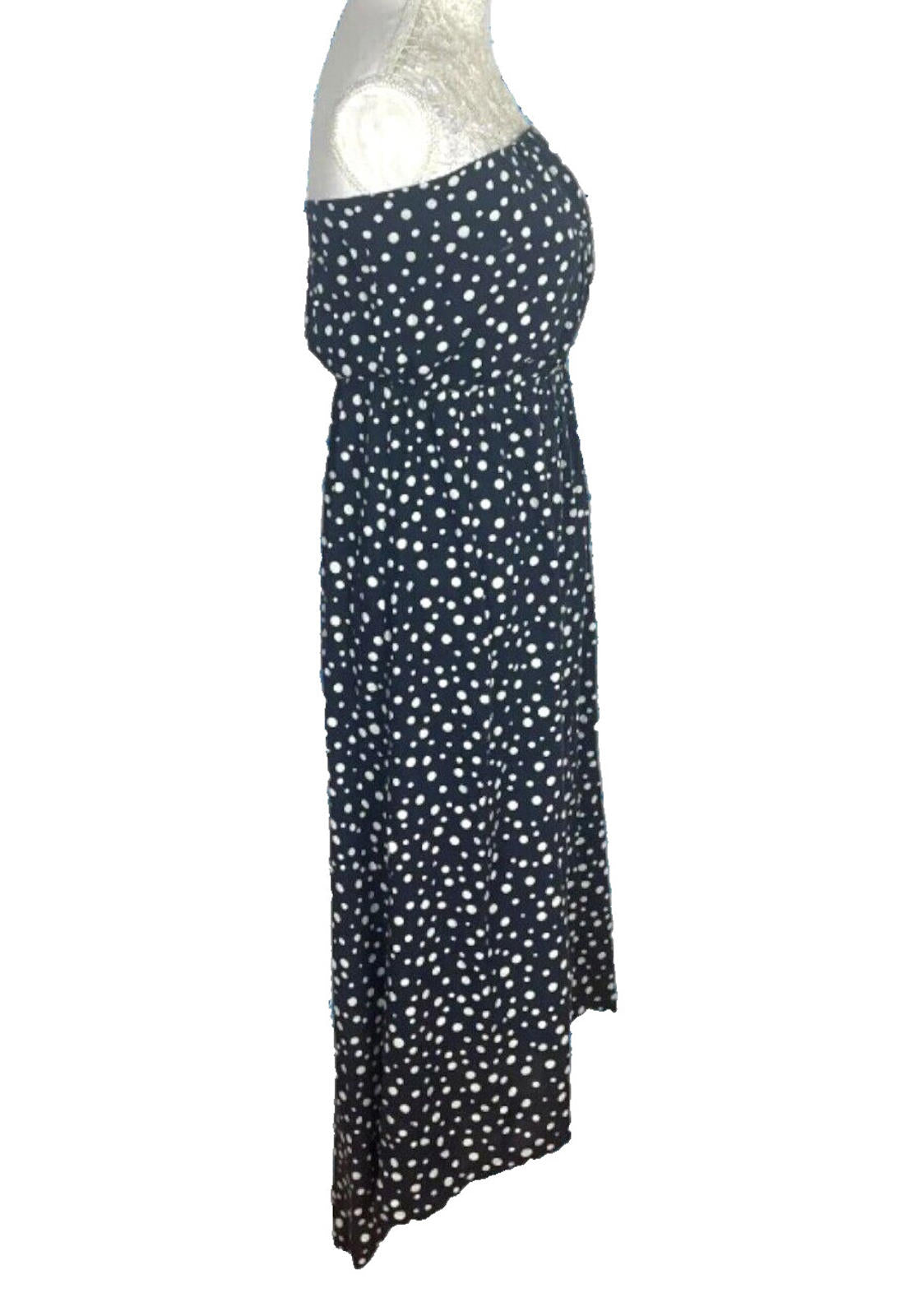 AX Paris Maxi Dress Polka Dot Navy & Cream Women's UK Size 10