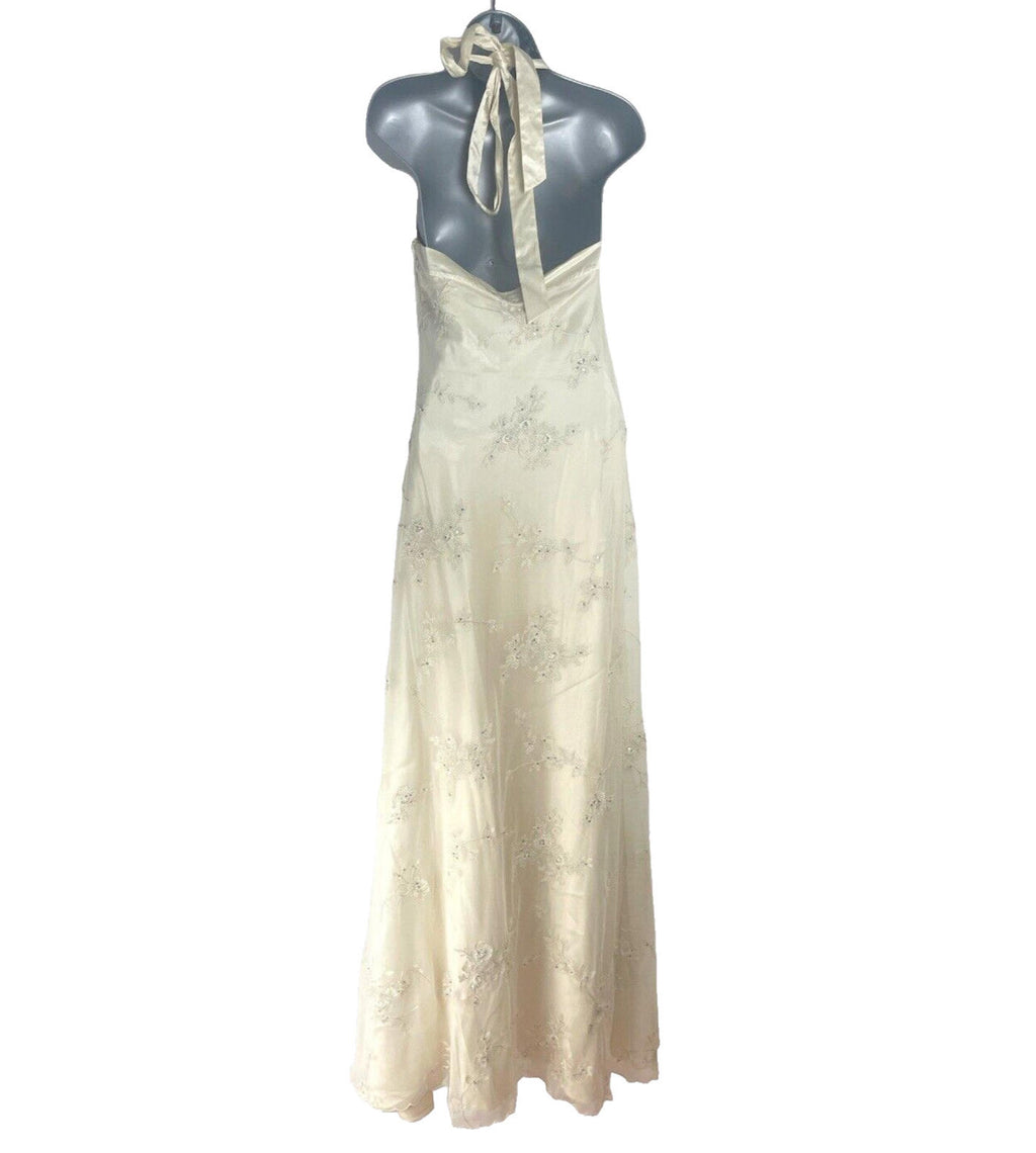 Monsoon Bridal Dress Hand Beaded Lined Halterneck Women’s UK Size 8