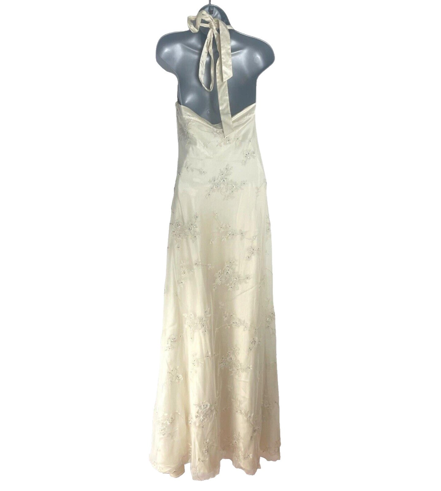 Monsoon Bridal Dress Hand Beaded Lined Halterneck Women’s UK Size 8