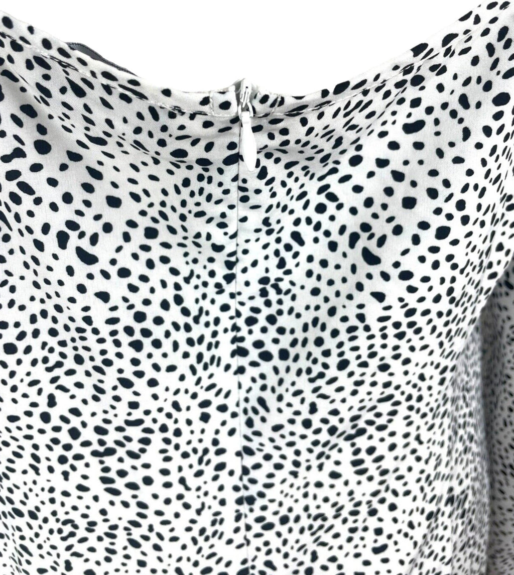 PLT Dalmatian Print Ruched Mini Dress Women’s UK Size 16 Square Neck Scoop Back