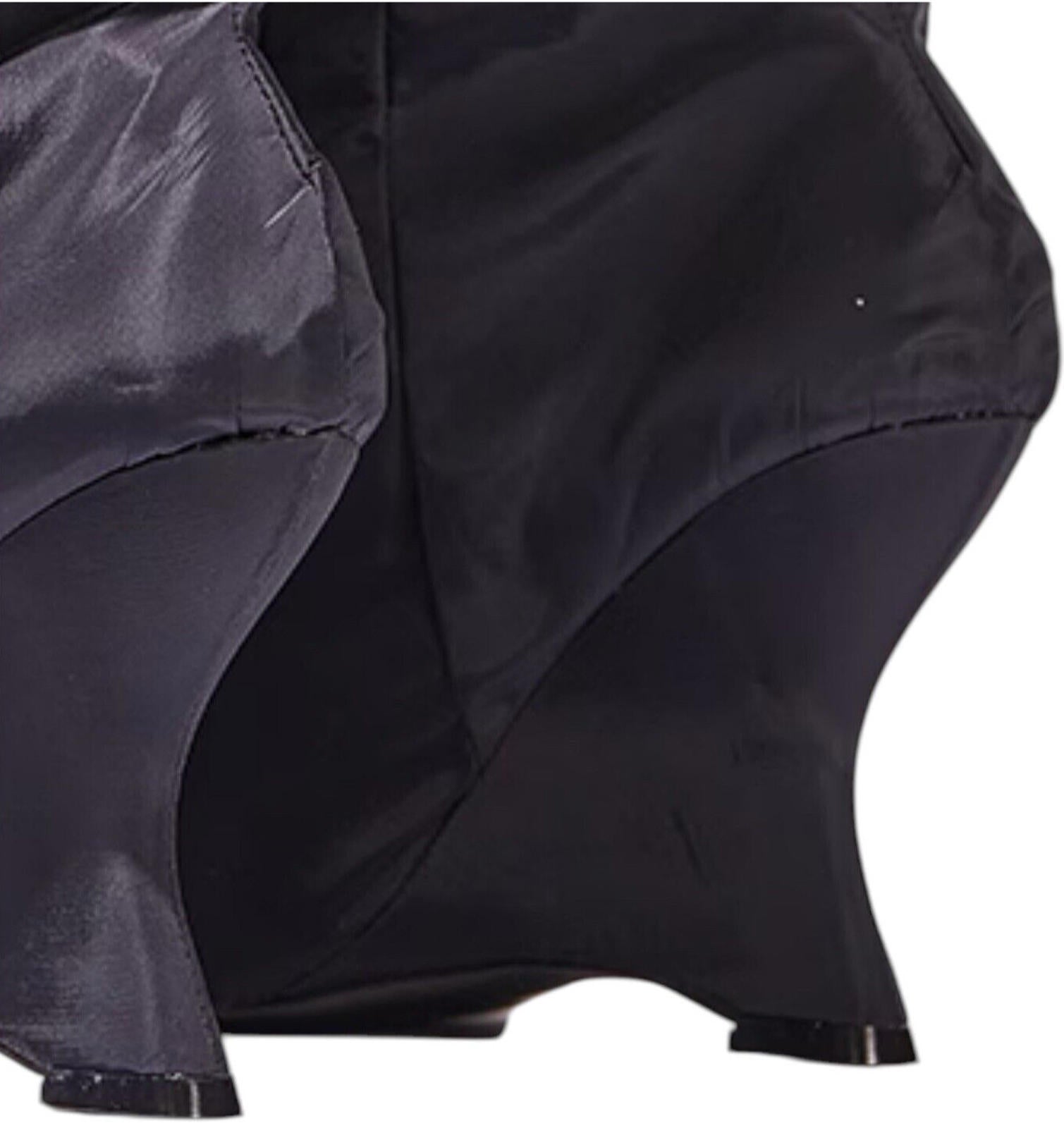Pretty Little Thing Black Sock Boots Ruffle Wedged Women’s UK Size 6
