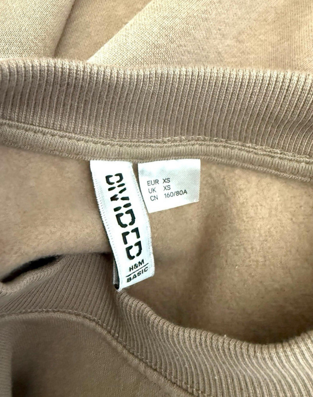 Divided Sweater Women's UK Size XS Light Brown Jersey Top Cropped Crew Neck