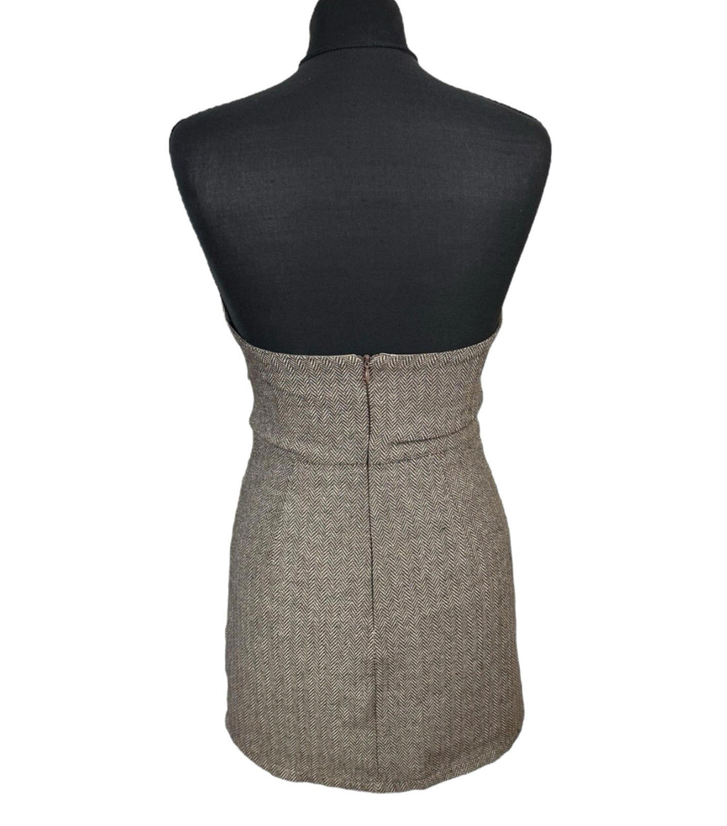 Pretty Little Thing Brown Mini Dress Off Shoulder Women’s UK Size 8